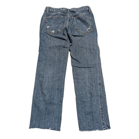 Free People Woman’s Blue Jeans Cropped Button Fly 24 Pant Distressed - Picture 3 of 6